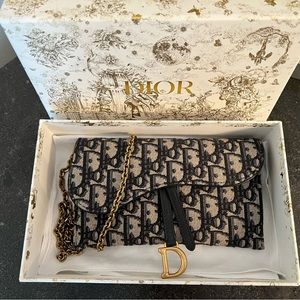 DIOR Long Saddle Wallet with Chain